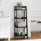 UTEX 4-Tier Ladder Shelf, Bathroom Shelf Freestanding, 4-Shelf Spacesaver Open Wood Shelving Unit, Ladder Shelf (Espresso)