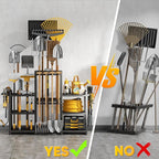 42" H Large Garden Tool Organizer, Holds Up to 86 Tools, Heavy Duty Yard Tool Organizer for Garage, 61“ Wide Lawn Freestanding Tool Storage Rack for Outdoor Shed Tool Rake, Shovel, Brooms
