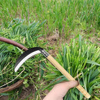 Carbon Steel Grass Sickle with Wood Handle, Gardening Weeding Weeder, Garden Hand Tool, Farming Weed Remover, Scythe Blade Cutter, Manual Mowing Blade Cutter, Thick Blade Quick Work