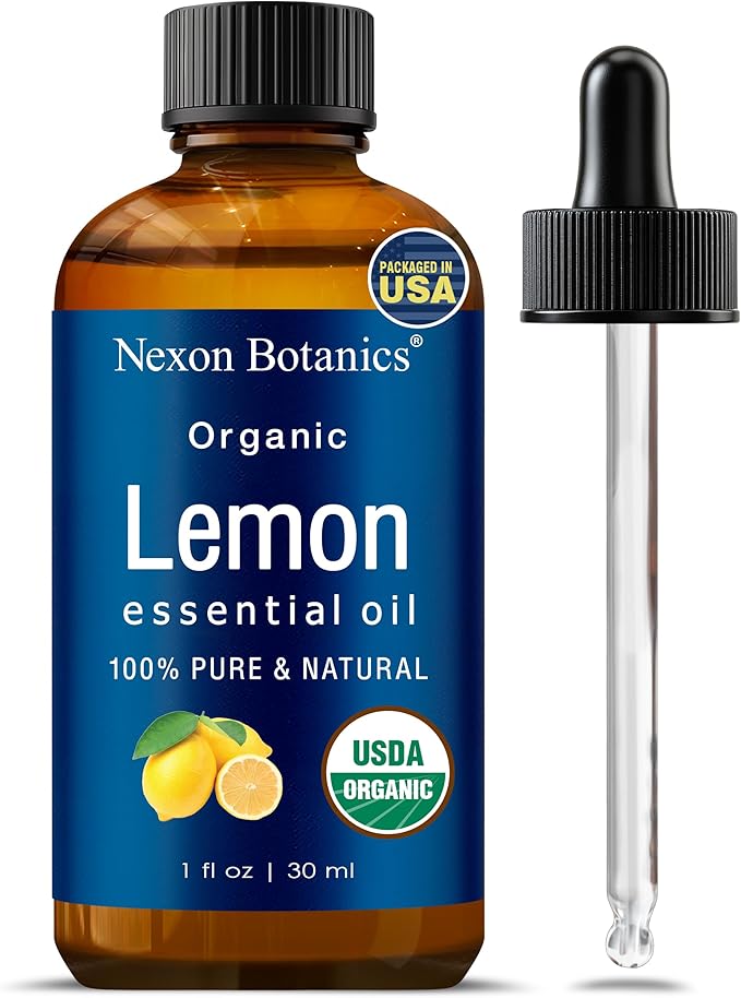 Organic Lemon Essential Oil 30 ml - Pure, Natural Oils for Aromatherapy, Diffusers, DIY, Candle and Soap Making Scent - Nexon Botanics