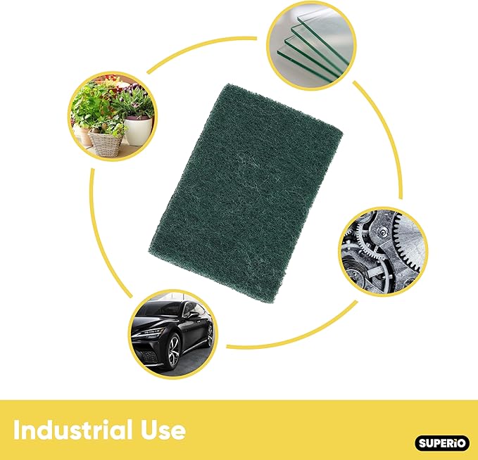 Scouring Pad Non-Scratching Scrubber Non-Scratch Cleaning Scrub Pads Heavy Duty Scouring Pad Reusable Kitchen Scrubbing Pad Pack of 15 Green, by Superio