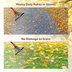 91 Inch Rake for Leaves , Adjustable 18 Tines with Expandable Head 9-18in Grass Rake Heavy Duty Metal Rakes for Women Children Yard Gardener Gardening Grass Debris Lawns