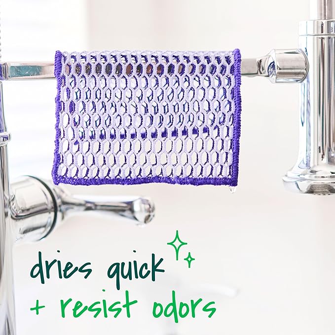 Scotch-Brite® Stay Clean Scrubbing Dish Cloths, Reusable and Long-Lasting Mesh Dish Rags That Dry Fast to Resist Odors, Scratch-Free Scrubber Wipes That are Safe on All Surfaces, 2 Dish Towels