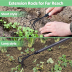 Garden Tools Set 5 Piece with Extended Handle, Heavy Duty Garden Tools Set, Ideal Gardening Tool Kit Gifts for Parents and Kids Including Trowels, Hand rake, Weeder, Pruning Shears