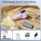 Fabric Shaver Lint Remover: Rechargeable Lint Shavers for Clothes with LED Display 3 Speeds and 6-Leaf Blades, Portable Electric Lint Shaver to Remove Fuzz Ball Pilling from Sweater Furniture
