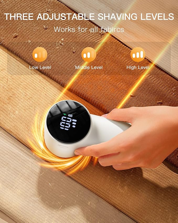 Electric Lint Remover and Fabric Shaver, Rechargeable Clothes Shaver for Sweater Furniture Couch, 3-Speed Pill Remover Defuzzer to Remove Fuzz Pilling from Blanket Jacket