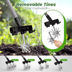 Walensee Rotary Cultivator Garden Tool – Adjustable Hand Tiller for Gardening & Lawn Care with Rustproof Aluminum Blades, Telescopic Handle, Lightweight Nylon Base – Soil Aerator & Grass Reseeder