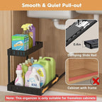REALINN Under Sink Organizer, 2 Tier Expandable Under Cabinet Organizer, Heights Adjustable Pull Out Storage for Kitchen Bathroom Laundry, Black, 1 Pack