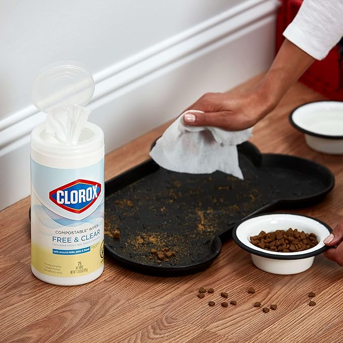 Clorox Free & Clear Cleaning Wipes, Light Lemon Scent, 75 Count, Pack of 3 (Pack May Vary)