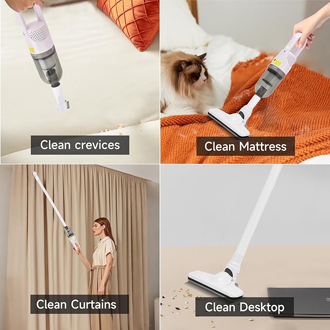 Handheld Vacuum Cleaner,Ultra-Lightweight Mini Portable Vacuums for Home, 6 in 1 Stick Vac Cleaners for Car,Pet Hair(Green Cordless)