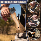 DRAGON RIOT 8.5 inch Camping Axes and Hatchets, Bushcraft Axe for Wood Splitting and Kindling, Hand Forged Carbon Steel Hatchets Axe, Ash Wood Handle, Retro Sheath with Gift Box