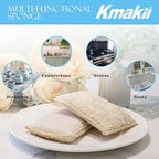 KMAKII Bamboo Kitchen Sponges Dish Sponge Super Absorbent Natural Dish Sponges,3 Color, Pack of 6