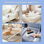 Electric Pet Hair Remover for Dogs & Cats, Rechargeable Lint Roller with Adjustable Handle, Portable Hair Cleaner for Sofa, Carpet, Bed, Car, Multi-Surface Fur Removal Tool (White, Electric)
