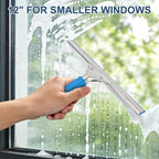 Professional Squeegee for Window Cleaning, 18” Stainless Steel Window Squeegee for Shower Glass Door, Includes 12” Replacement Rubber Blades