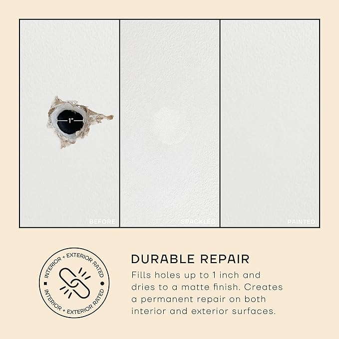 soto Small Hole Repair, White Spackle, 4 Ounces (No. 06 Gesso White) — High Strength Small Hole Filler for use on: Walls, Drywall, Ceiling, Furniture, Cabinets