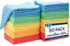 S&T INC. 50 Pack Microfiber Cleaning Cloth, Bulk Towels for Home, Reusable Microfiber Towels for Cars, Cleaning Rags, Assorted, 11.5 Inches x 11.5 Inches, 50 Count