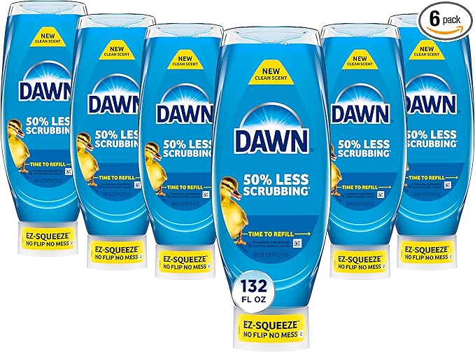 Dawn Ultra EZ-Squeeze Dish Soap Liquid, Dishwashing Liquid, Grease Removal, Upside Down Bottle, Original, 6x22 Fl Oz Bundle