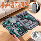 Hi-Spec 8V USB Power Drill Driver and Complete Home Tool Kit Set. Cordless & Rechargeable Electric Drill Driver and Compact Hand Toolbox Set, Green