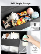 Yecaye 1 Pc Over the Door Organizer with 5 Bins 10 Side Pockets, 44lbs Load Hanging Bathroom and Bedroom Organizer, behind the Door Hanging Organizers for Nursery Newborn Baby Essential Stuff Black