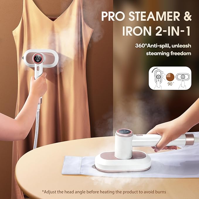 Newbealer 2In1 Pro Steam Station Iron, 1550W Turbocharged Steam for Clothes, 3-Level Steam & Dry Ironing, 30s Heat Up, 1.2L Detachable Tank, Auto-Off, Self Cleaning, Innovative Storage for Household