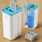 Mop and Bucket Set, Mops for Floor Cleaning Turquoise-Cyan, Wall Mop with Long Handle, Squeeze Flat Mop and Bucket System, Dry & Wet Dust Mop for Household Cleaning with 2 Microfiber Mops