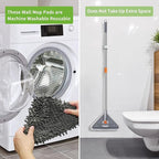 Long Handle Wall Mop 85 Inch, Wall Cleaner Ceiling Duster Extension Pole 39" to 85", 360° Rotatable Baseboard Wall Window Duster, Dry Dust /Wet Wash Cleaning Tool with 6 Replacement Chenille Pads