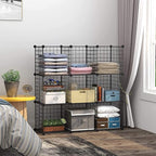 C&AHOME Wire Cube Storage - 9-Cube Organizer, Metal Grids, Modular Bookshelf, Closet Cabinet, Ideal for Home, Living Room, Office - 36.6'L x 12.4'W x 48.4'H Black