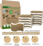 Natural Kitchen Sponges, Biodegradable & Compostable | Non-Scratch Cellulose Coconut Fiber Sponges for Dishes, Pots & Pans | Eco-Friendly Cleaning Sponge (12)
