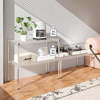 Whitmor 1 Tier Supreme Stacking Shelving Unit, Wire Metal Home Storage Organizer, 30" L x 14" W x 15" H, Chrome w/Liner