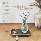 Mora Ceramic Decorative Tray - Rectangle 6.4in Dish for Jewelry, Perfume, Makeup, Accessories, Candle, in The Bathroom Vanity, Bedside, or Kitchen Counter. Cute Organizers - Black