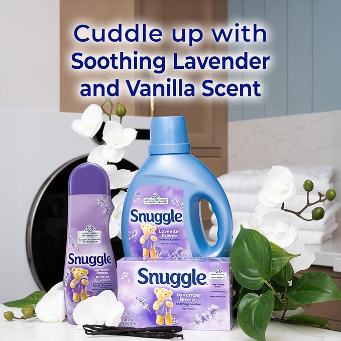 Snuggle In Wash Scent Booster, 21 Oz, 4 Pack, Lavender Breeze, Laundry Beads for Long-Lasting Freshness, Fragrance Enhancer for Clothes, Bedding & Activewear, HE Safe