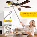 JEHONN 77” Ceiling Fan Cleaner Duster with Extra Bendable Chenille Dust Cleaning Tool, Detachable Washable Mop for Baseboard, Blinds, Walls, Floors & Car Interiors (Yellow)