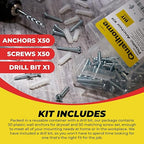 Qualihome Ribbed Plastic Drywall Anchor Kit - Wall Anchors and Screws for Drywall Includes Anchors, & Screws, 1 Masonry Drill Bit - Mounting Tolls for Decor, Furniture, Shelving (14-16 x 1-1/4")