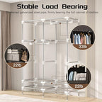 Portable Wardrobe Closet for Bedroom, Small Storage Organizer with 2 Drawers and 2 Hanging Rods, Includes Dust Cover.(Brown, 39.3 in)