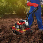 63CC Air-Cooled 4-Stroke Engine, Full-Size Front Tine Tiller, Tilling Width 13.8In, Adjustable Tilling Depth 1.97-5.90In, Rototiller Garden Tool for Weeding, Mixing Fertilizers