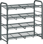 SONGMICS Shoe Rack, 4 Tier Shoe Organizer for Closet, Holds up to 16 Pairs of Shoes, Shoe Rack for Front Door Entrance, Metal Shoe Shelf with Adjustable Tilt Angle, for Entryway, Garage, Grey