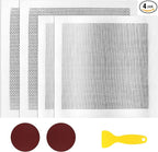 4 Pack Drywall Repair Self Adhesive Metal Mesh, 10" and 12" Large Wall Hole Patch Kit with Scraper and Sandpaper for Fixing Drywall, Plasterboard, Ceiling