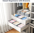 DIMJ Drawer Organizer Clothes - Underwear Organizer Small Sock Organizer Closet Organizers and Storage Box Dresser Drawer Dividers for Baby Clothes,Bra,Socks, Belt, Tie, Set of 9,Grey