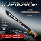 Machete with Saw 25" / 19" Heavy Duty Tool & Sheath - Ergonomic No-Slip Handle - Survival Knife with Serrated Blade - Machetes for Bushcraft Hunting Garden Cutting Trees and Yard Work