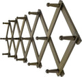 Dseap Accordion Wall Hanger:16'' High Wooden Wall Expandable Coat Rack,Hat Rack Holder,Accordion Hook for Baseball Caps,Coats,16 Peg Hooks,Dark Walnut