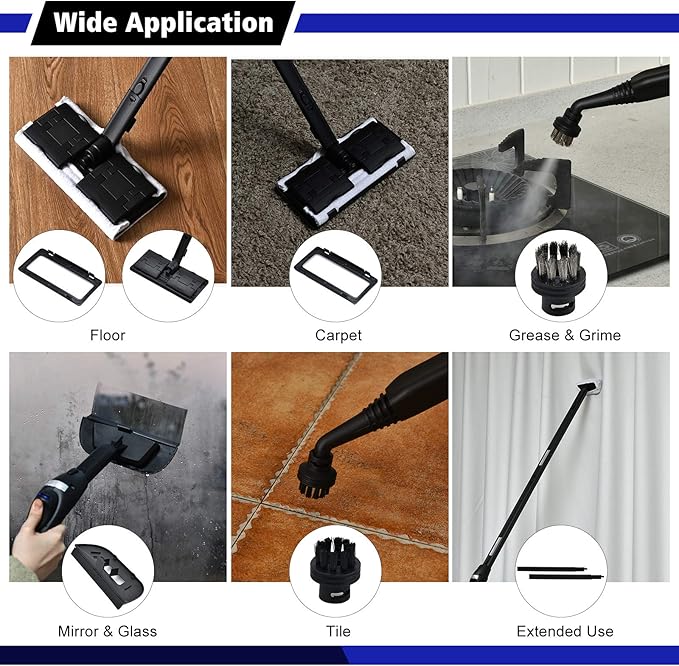 COSTWAY 2000W Multipurpose Steam Cleaner with 19 Accessories, Household Steamer w/ 1.5L Tank for Chemical-Free Cleaning, Heavy Duty Rolling Cleaning Machine for Carpet, Floors, Windows and Cars (Blue)