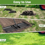 Lawn Leveling Rake, Heavy Duty 30"x10" Ground Leveler with 5FT Adjustable Handle for Yard Garden Lawn Leveling, Soil Sand Spreading Dirt Top Dressing