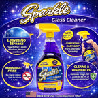 Sparkle Glass Cleaner, Ammonia-Free Streak-Free Formula, 33.8 fl oz Spray Bottle, Safe for Windows, Mirrors & Glass Surfaces (1 Pack)