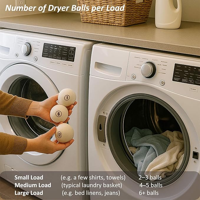 Wool Dryer Balls Laundry, XL(2.7") 12 Pack, Premium Fabric Softener Ball, Reusable, Anti Static, Chemical Free Natural Wool Balls for Dryer, Laundry Dryer Balls – 100% New Zealand Wool