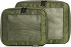 Compression Packing Cubes for Travel - Luggage Organizer Bags - Double Zipper Packing Cubes for Suitcases (2-Pack, Olive)