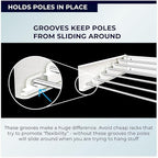 MODERN-X Wall Mounted Clothes Drying Rack with 6 Swivel arms, 35”Wide, 26 Linear ft of Laundry Drying Rack Space, 6 Collapsible Aluminum rods, 2X Drying Capacity, Space Organizer Holds up to 60lbs