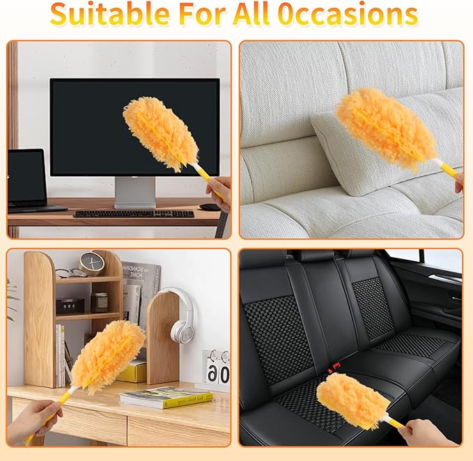 50 Count Larger Size Duster Refills for Swiffer Dusters with 1 Handle - Multi-Surface Feather and Microfiber Duster Disposable Alternative, Heavy Duty Cleaning Kit for Home, Furniture, Blinds and Vent