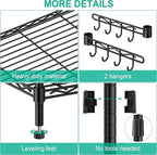 Folews 6-Tier Metal Storage Rack with Wheels, Sturdy Adjustable Wire Shelving Unit for Garage Kitchen Pantry Laundry Room, 36" W x 14" D x 75" H Large Rolling Organizer Shelf Easy Assembly, Black
