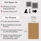 Rubber Bond Self-Adhesive Rubber Wall Outlet Cover Plate 5 Pack - Easy to Apply Peel & Stick Drywall Hole Patch - 5x3 Inch Screwless Blank Wall Plate Cover - Premium Rubber Wall Hole Cover (Brown)