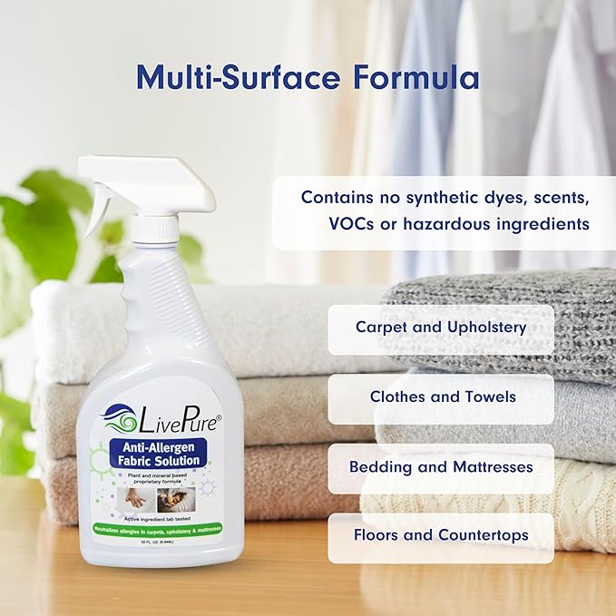 LivePure Anti-Allergen 32 OZ Fabric Spray for Household Surfaces